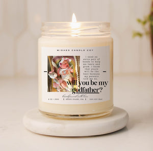 Extra Pair of Hands Will You Be My Godfather Custom Photo Soy Candle