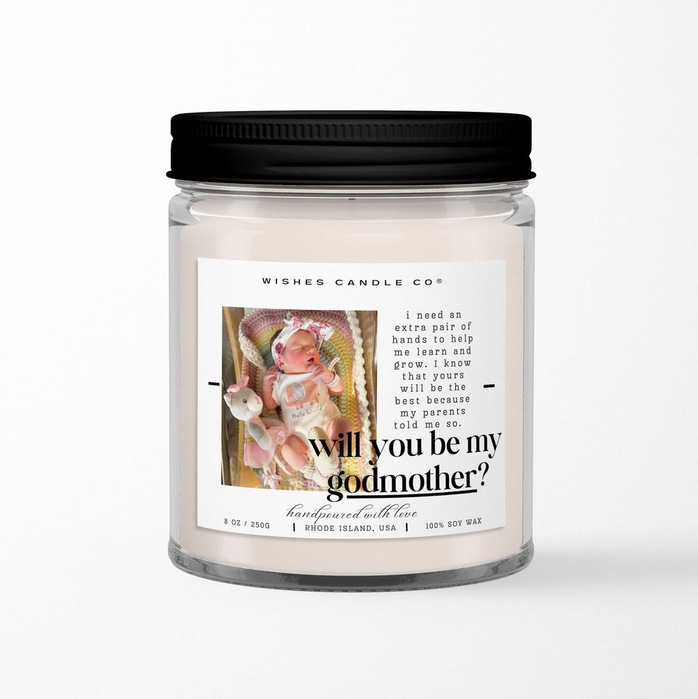 Extra Pair of Hands Will You Be My Godmother Custom Photo Soy Candle