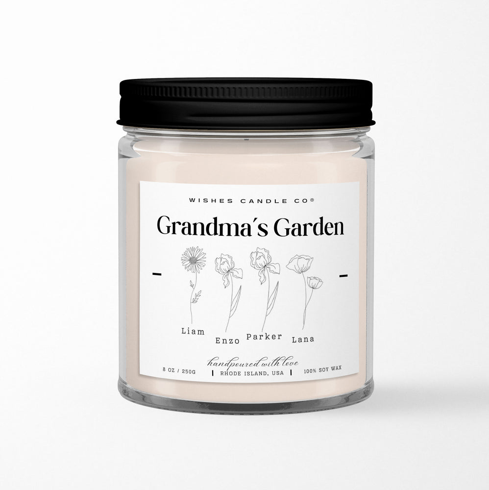 Grandma's Garden Custom Name and Birth Flower Soy Candle