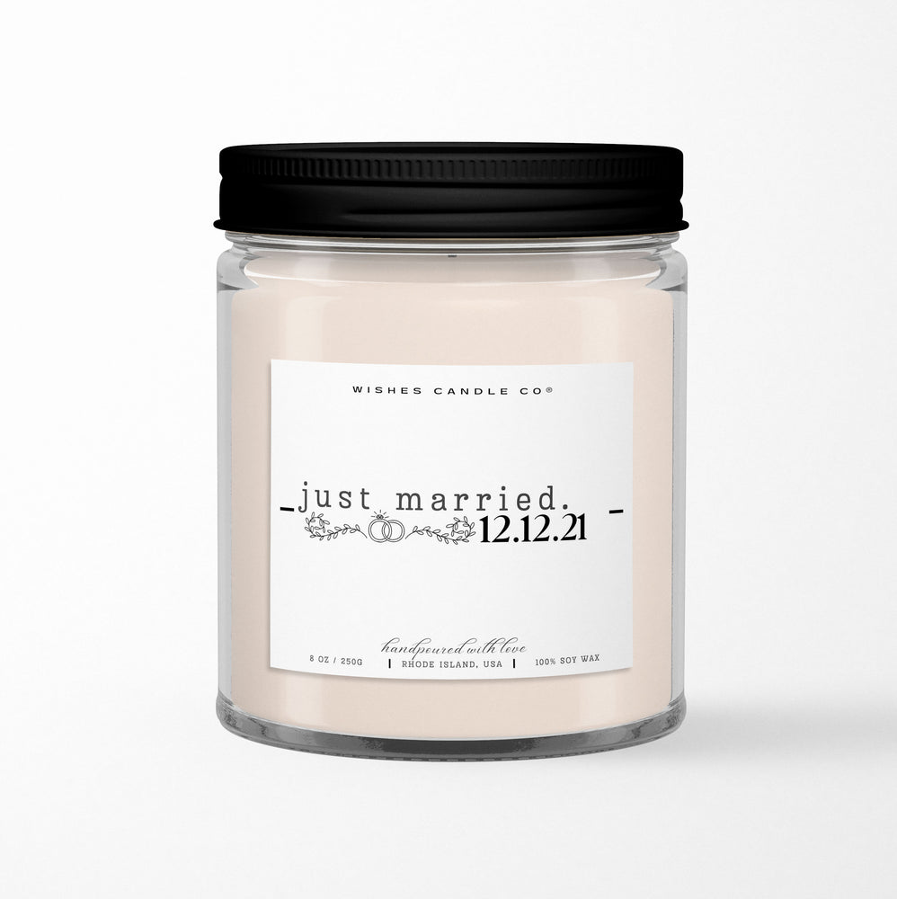 Just Married Custom Date Soy Candle